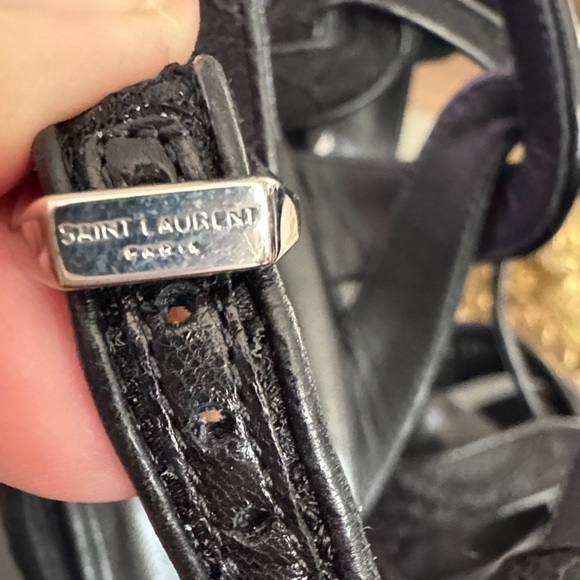 Saint Laurent Tribute Black Strappy Heels EUR 40 US 10 - Picture 9 of 13